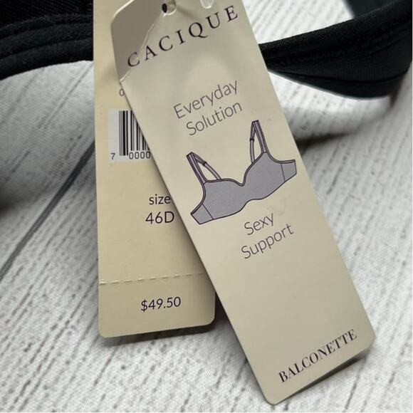 Cacique Balconette Everyday Solution Sexy Support Black Lace Bra Size 46D NWT - Picture 6 of 9
